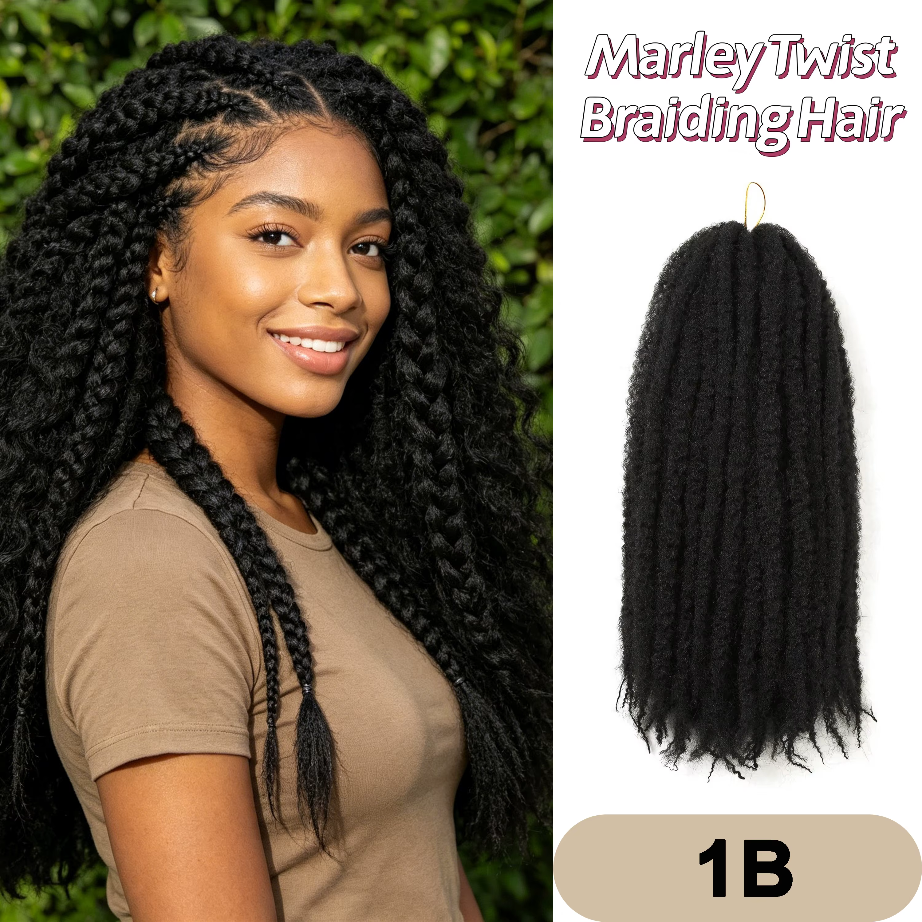 Extensions de cheveux synthétiques Marley de 18 pouces, couleurs unies et mélangées pour tresses afr