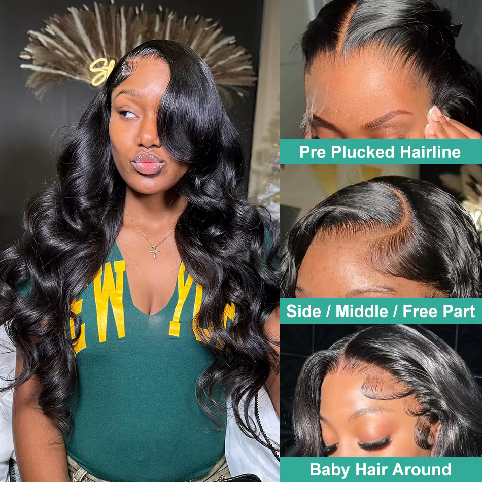Perruque Lace Front Wig Body Wave brésilienne HD transparente, cheveux 100% naturels, 13x4, 13x6, 36