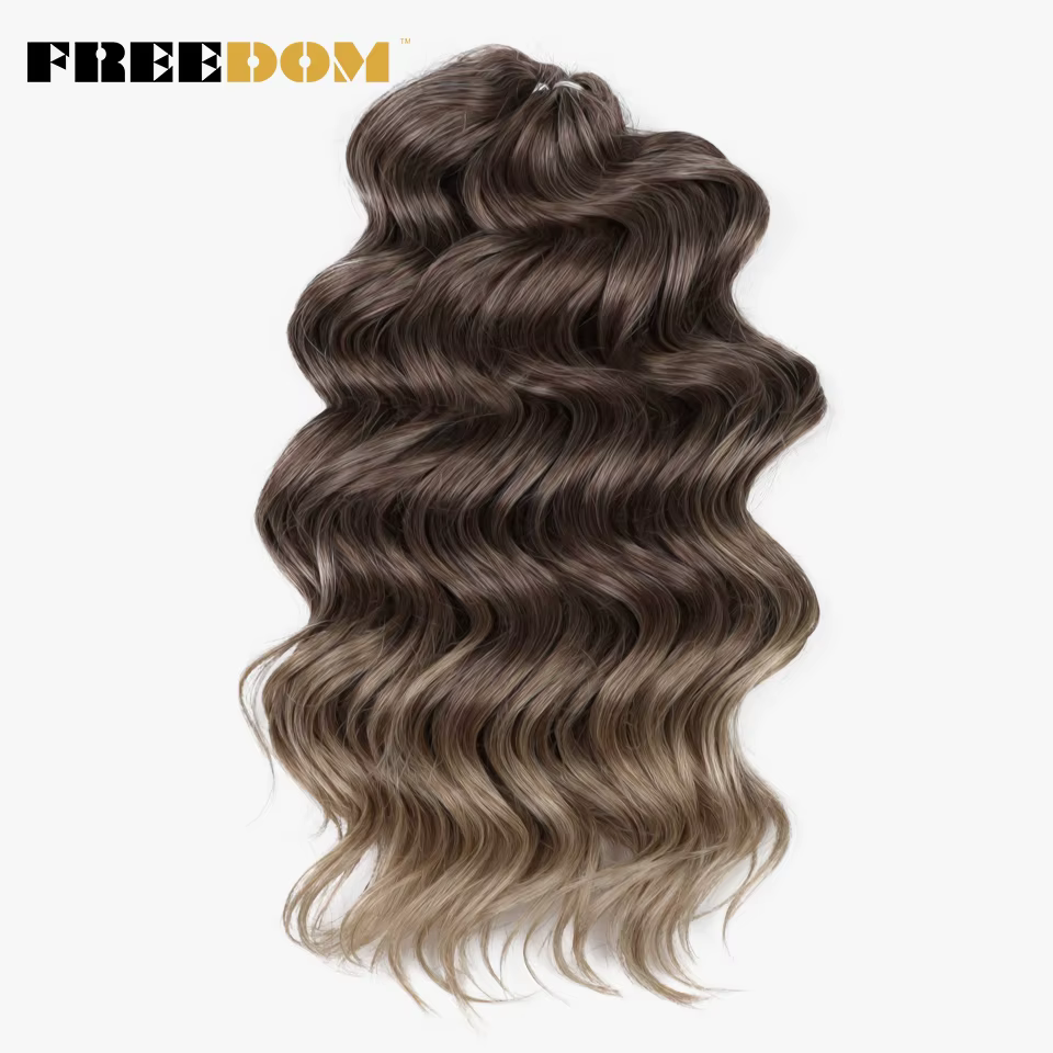 FREEDOM synthétique torsion Crochet cheveux bouclés 16 pouces vague profonde tresse cheveux Ombre Bl