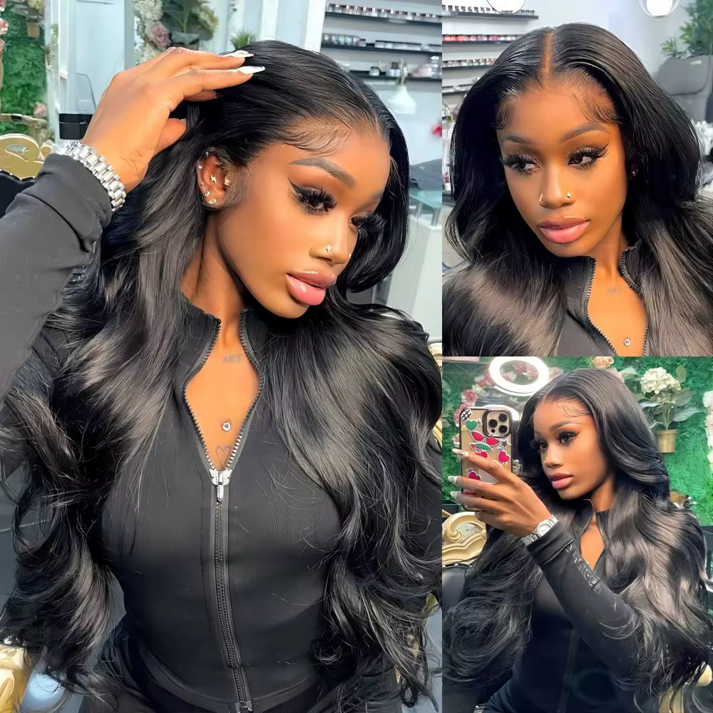 Perruque Lace Front Wig Body Wave Brésilienne Naturelle, Cheveux Humains Transparent HD, 13x6, Densi