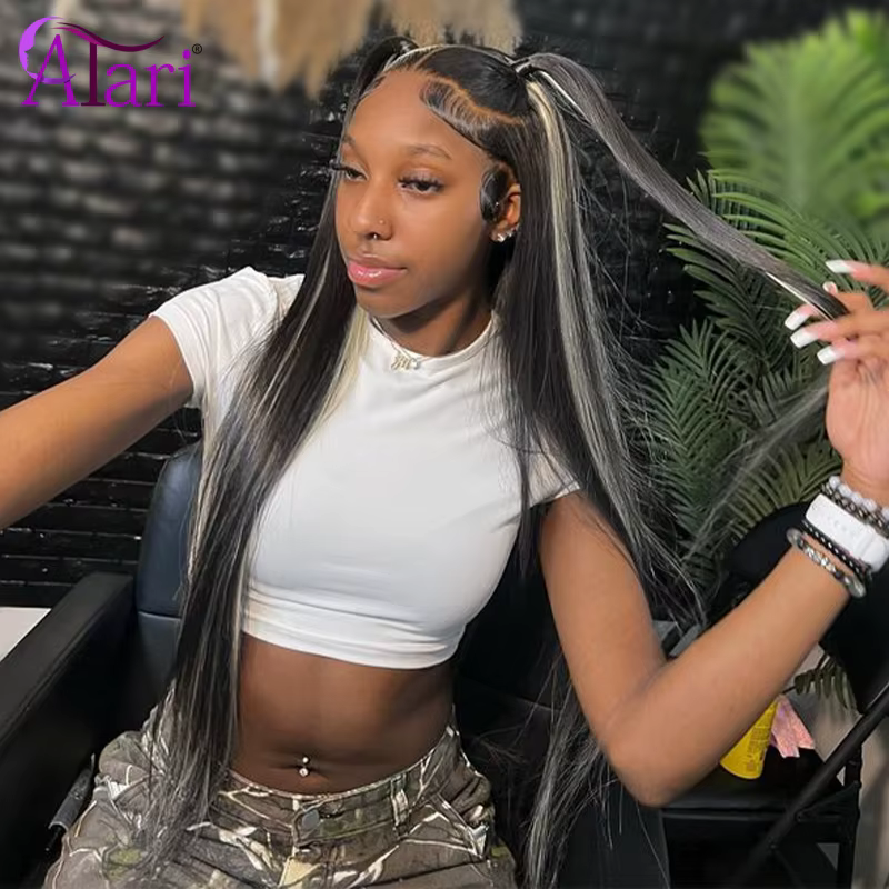13x6 dentelle frontale vague de corps perruques de cheveux humains Blonde 27 avec noir pré plumé 13x