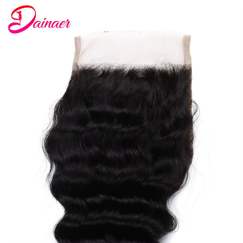 Perruque Lace Closure Deep Wave Brésilienne Remy 100% Naturelle, Cheveux Humains Doux, 4x4, Pre-Pluc