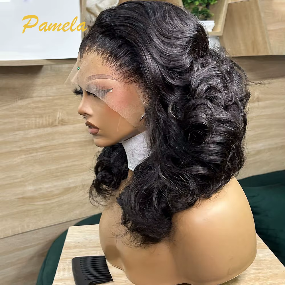 Perruque courte cheveux humains 250 densité vague profonde lâche 360 pleine dentelle perruque de che