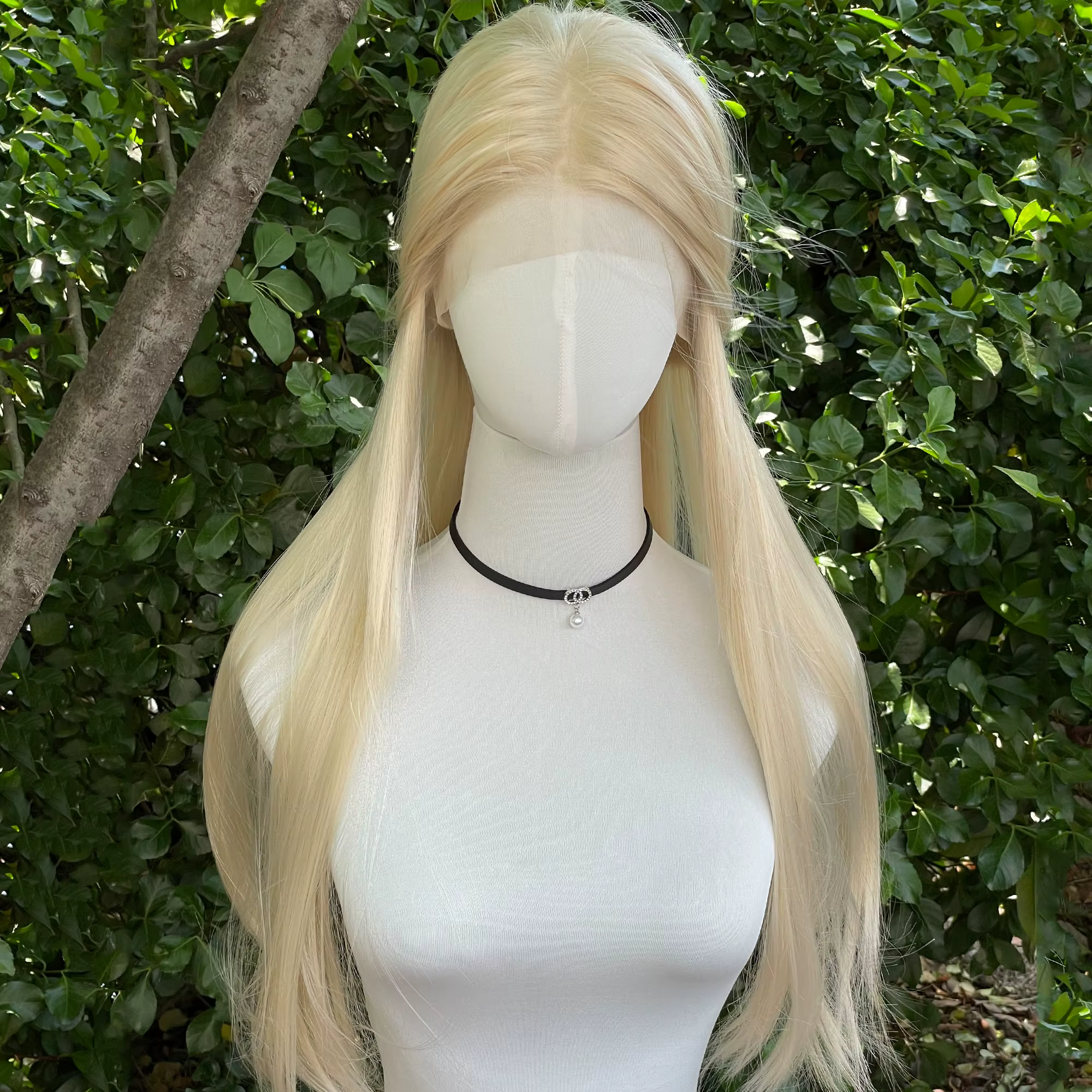 Perruque Lace Front Wig synthétique Blonde claire, 13x4, 26 pouces, longue et lisse, partie libre, d