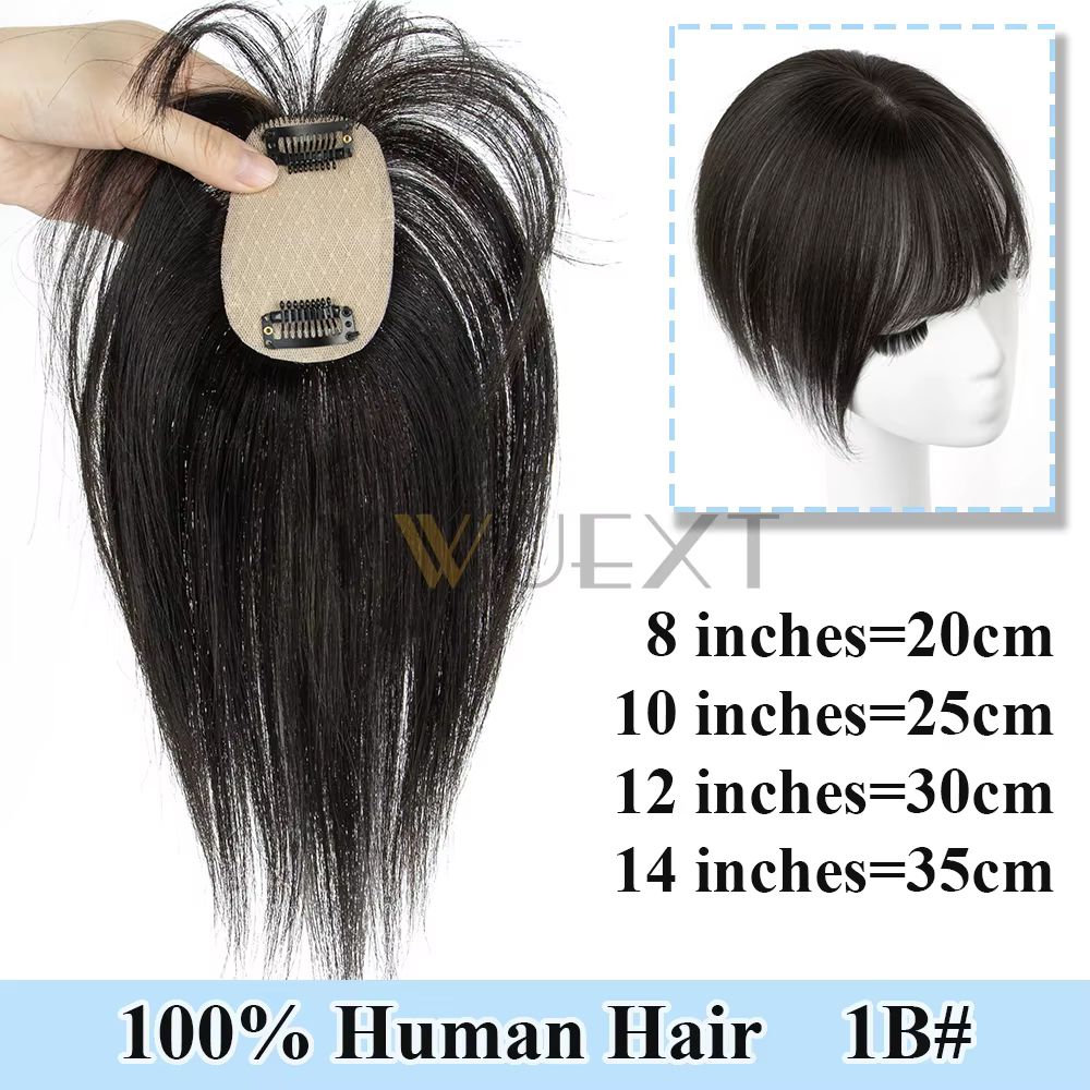 Clips en Topper cuir chevelu naturel pour cacher les cheveux chauve ou blancs 100% cheveux humains T