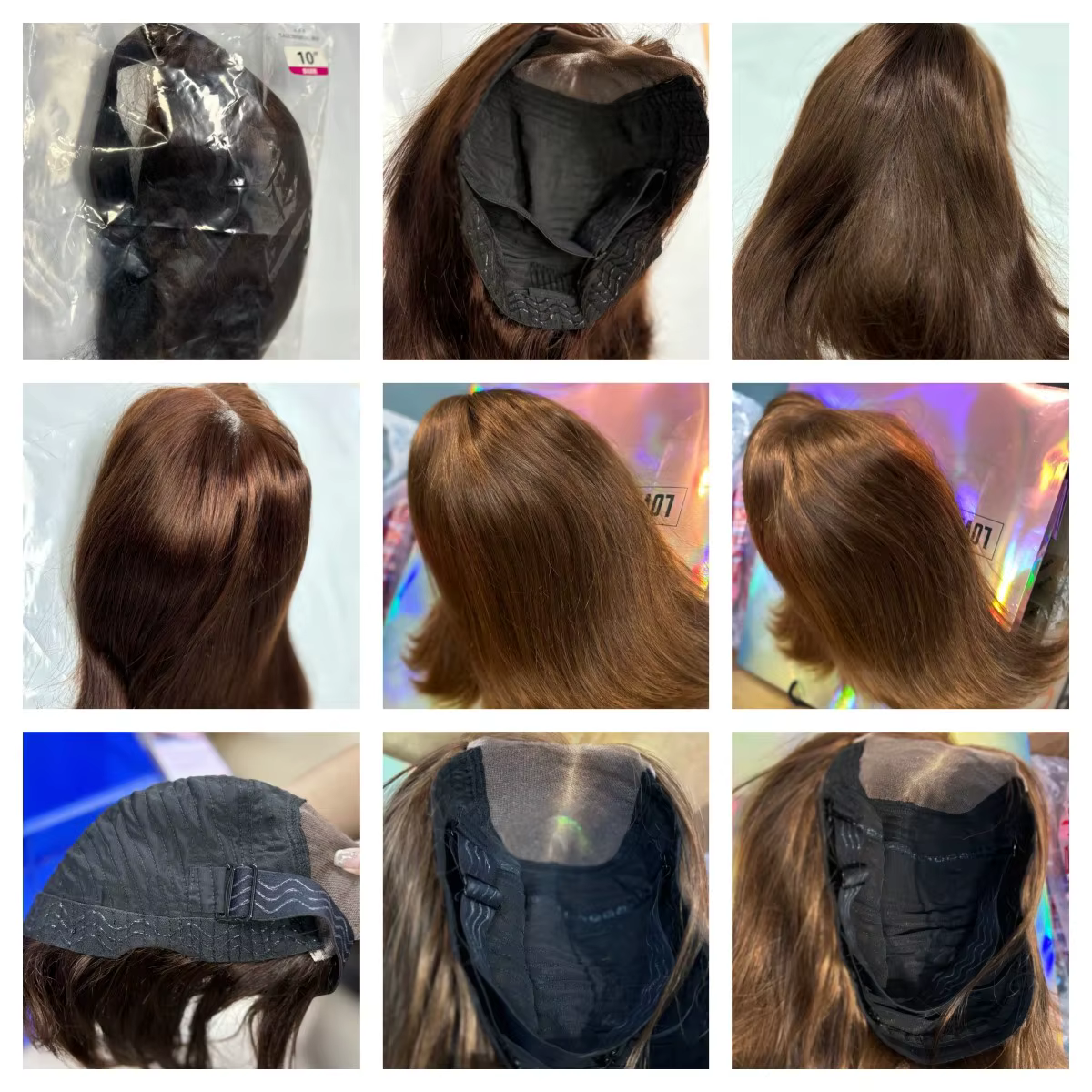 Chocolate Brown Glueless Wigs Human Hair 10 12 Pouces Perruques Cheveux Humains Sans Colle Perruque