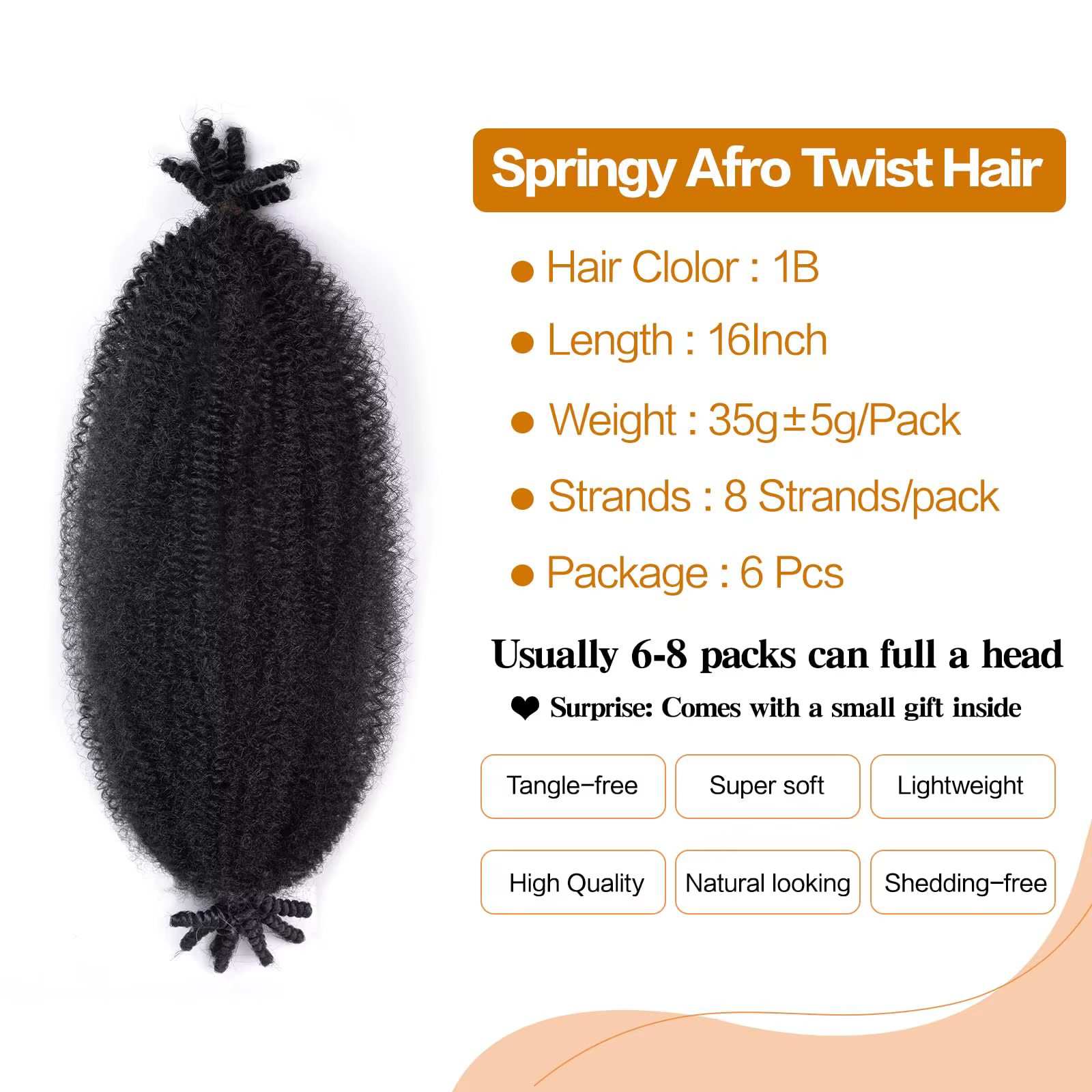 Cheveux Afro torsadés élastiques pré-séparés, adaptés aux Locs doux endommagés, tresses synthétiques