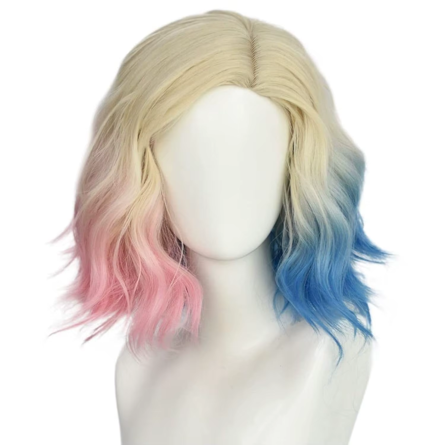 Perruque de Cosplay bleue et rose pour femmes, perruque courte Blonde avec cheveux ombrés roses et b
