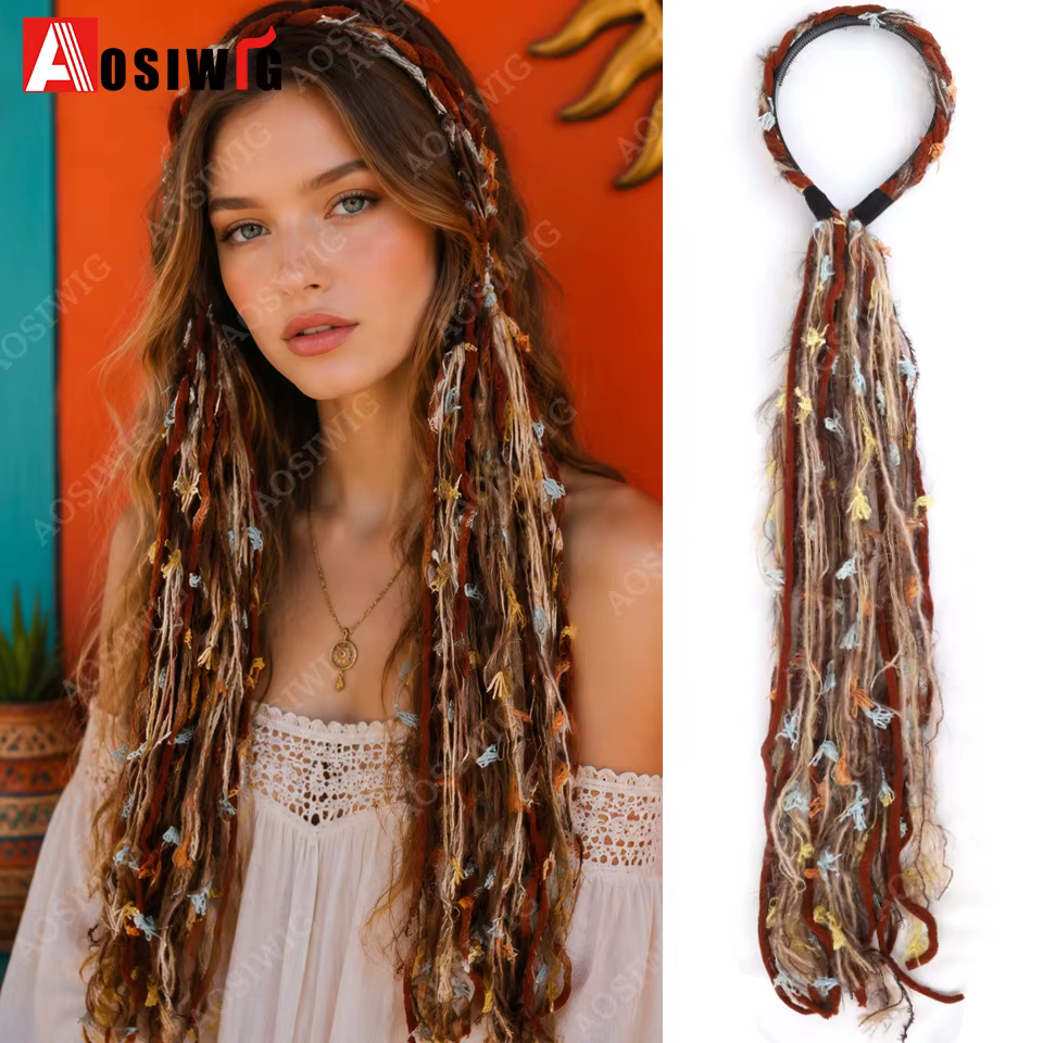 Extensions de cheveux tressées colorées à clipser, dreadlocks noires naturelles, accessoires de chev