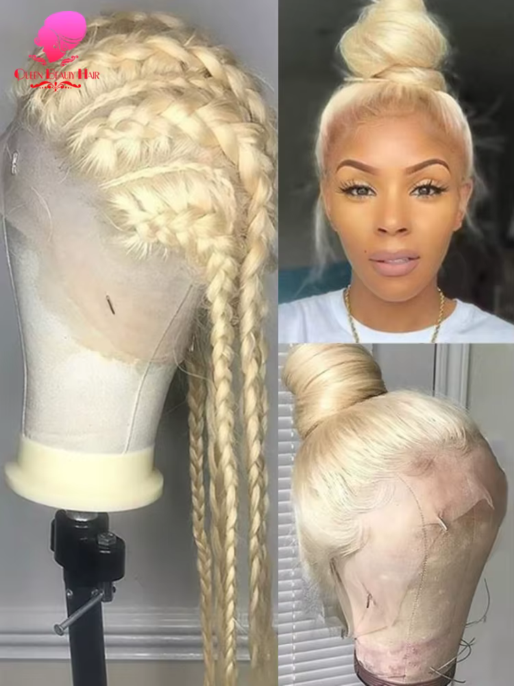 Perruque Full Lace Wig 360 naturelle lisse-Sophia, cheveux humains, pre-plucked, couleur blonde 613,