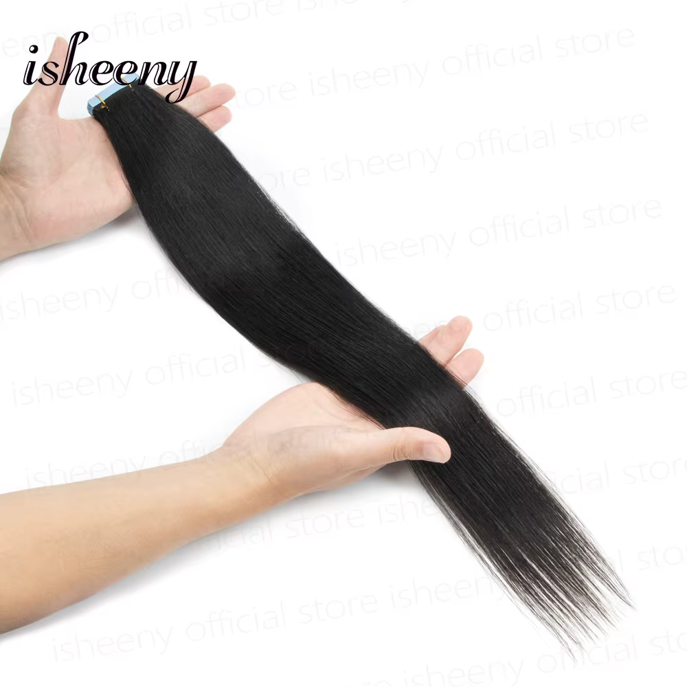 Isheeny – Extensions de cheveux naturels européens Remy, 18 pouces, 1.8g, Mini bande adhésive, 10 pi