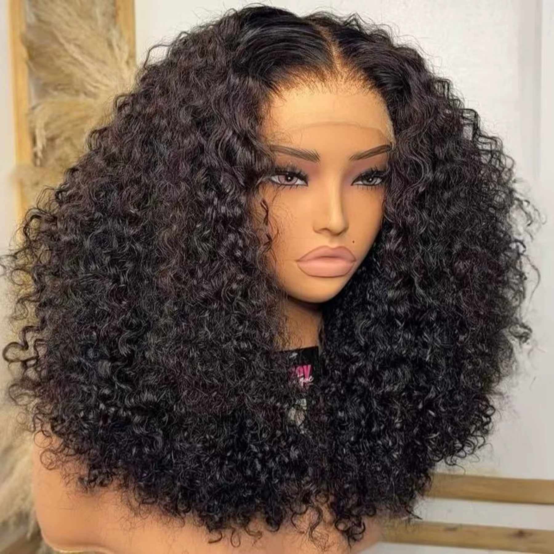 Perruque Lace Frontal Wig synthétique courte bouclée et crépue, coupe Bob 13x4 HD, naissance des che