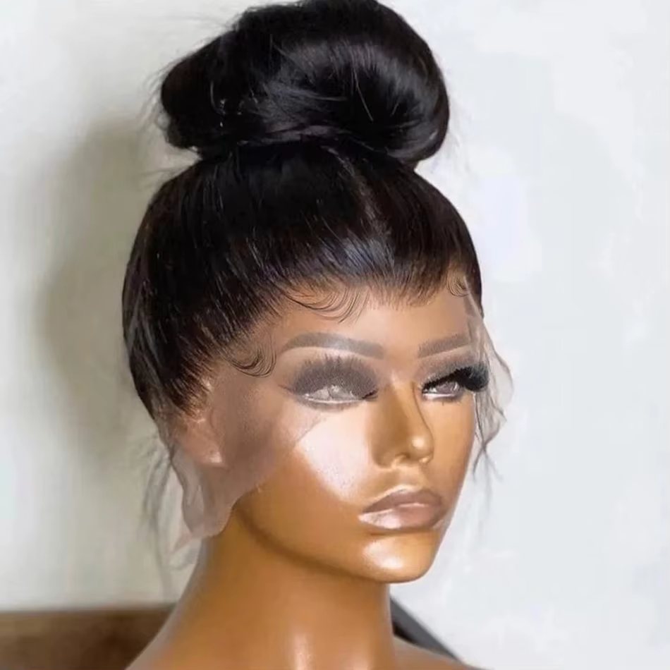 Perruque Lace Frontal Wig 360 naturelle brésilienne lisse, cheveux lisses, 13x6, Transparent, pre-pl