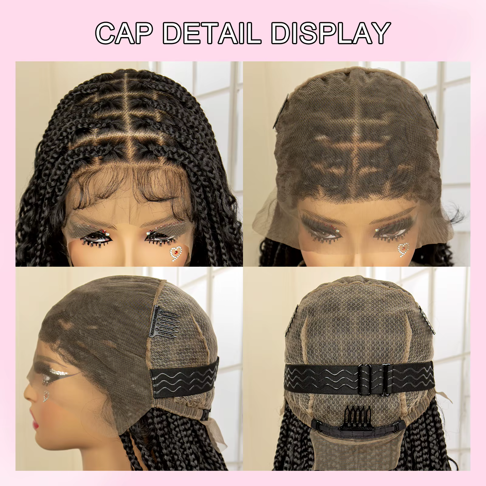 Perruques tressées Boho longues de 36 pouces avec cheveux de bébé, perruque synthétique pleine dente