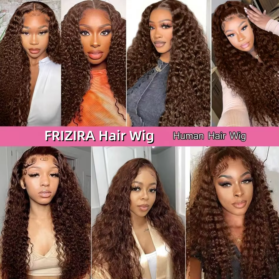 250% densité chocolat brun vague profonde perruques cheveux humains 13x4 13x6 HD dentelle avant perr