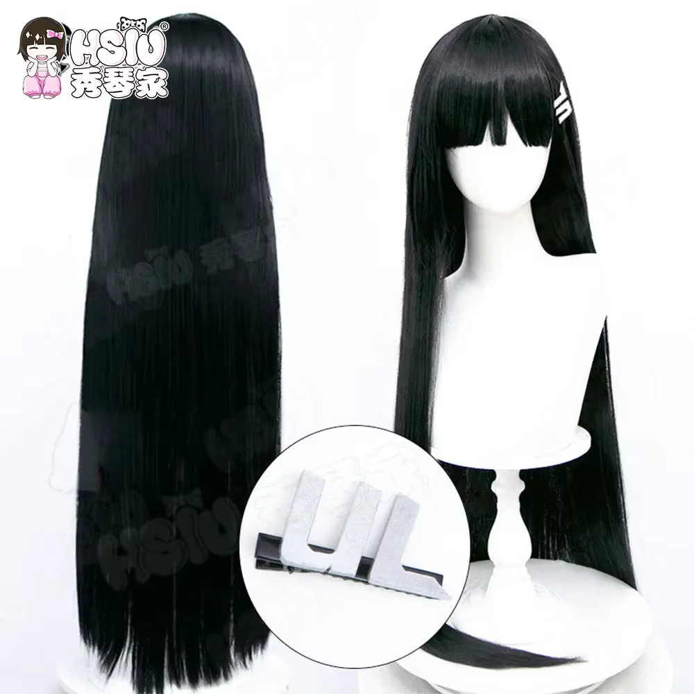 Perruque de cosplay Tsukatsuki Rio, perruque synthétique en fibre HSIU, perruque longue noire de 100