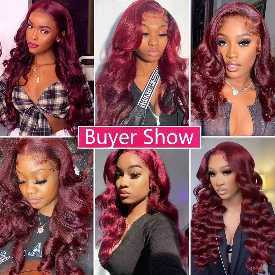 16A bordeaux 99j paquets de vague de corps couleur rouge paquets de cheveux humains 1/3/4 pièces Ext