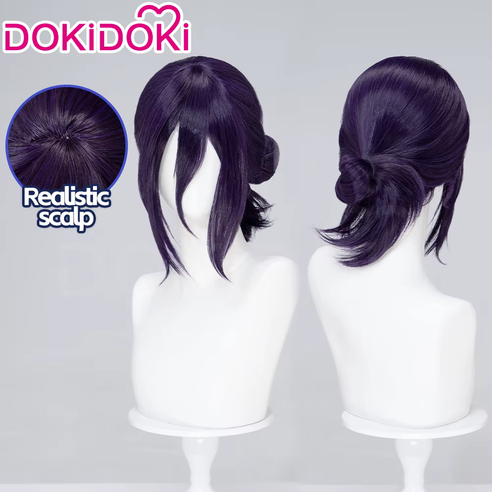 EN STOCK Rezee perruque Anime Cosplay DokiDoki femmes 35 cm cheveux violets Rezee Cosplay Halloween
