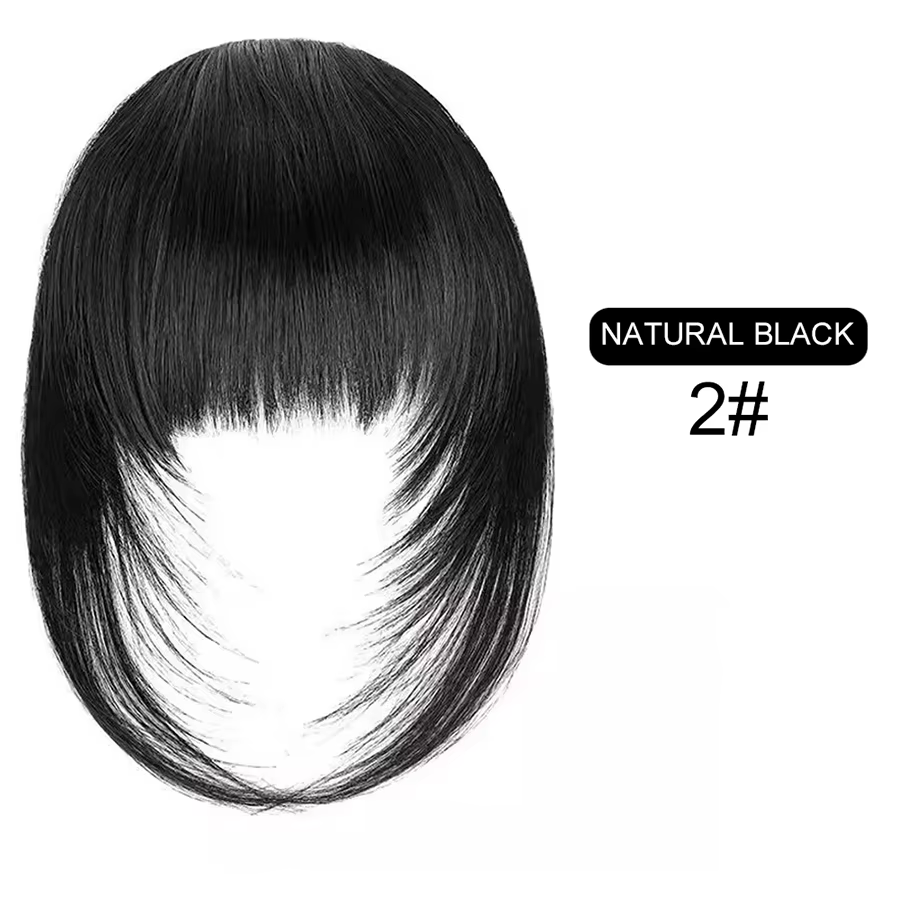 Extensions de cheveux synthétiques droites pour femmes avec frange superposée frange latérale postic