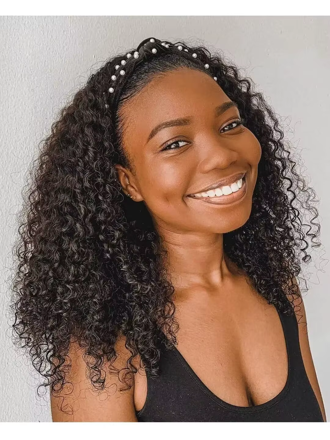 YAVIDA bandeau bouclé perruque cheveux humains 10-24 cheveux bouclés bandeau perruque indien vierge
