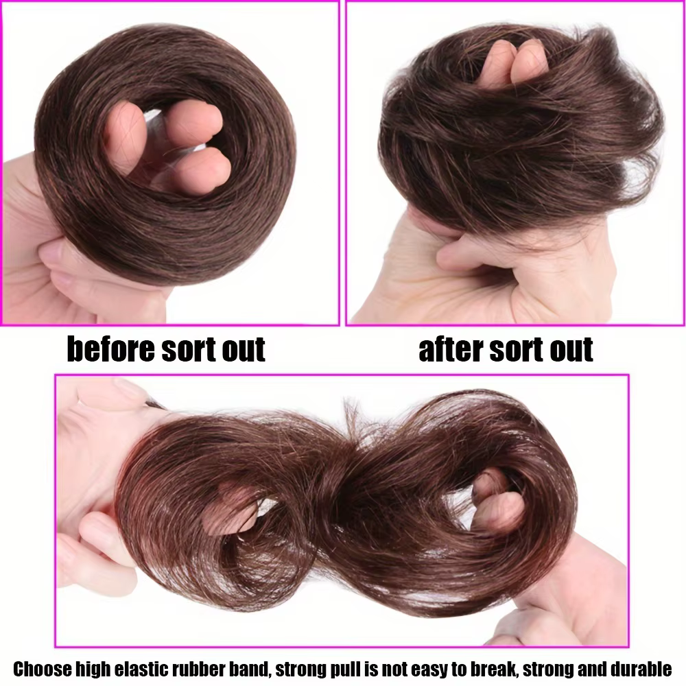 Chignon synthétique désordonné pour femmes, extension de cheveux, chignon droit, 1PC