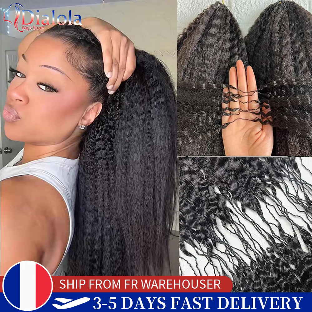 Dialola Kinky Straight Burmese Curly Feather Crochet Human Hair Extension Pre-Separated Knotless Reu