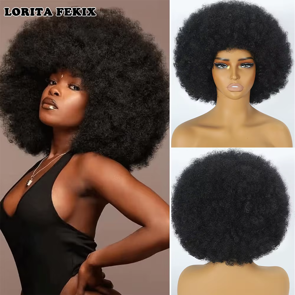 Perruques Afro bouclées des années 70 pour femmes noires, perruque Afro douce synthétique, perruque 