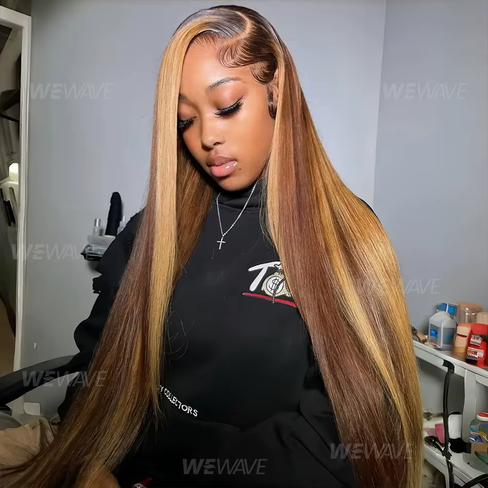 4/27 mettre en évidence les perruques colorées 13X6 Hd dentelle frontale perruque cheveux humains os