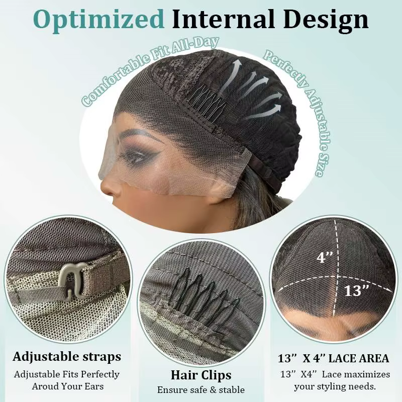 Perruque Lace Front Wig marron naturel à reflets, perruque mi-longue et soyeuse pour femmes blanches