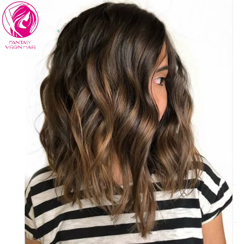 100% réel perruque de cheveux humains brun miel blond met en évidence dentelle frontale perruques co