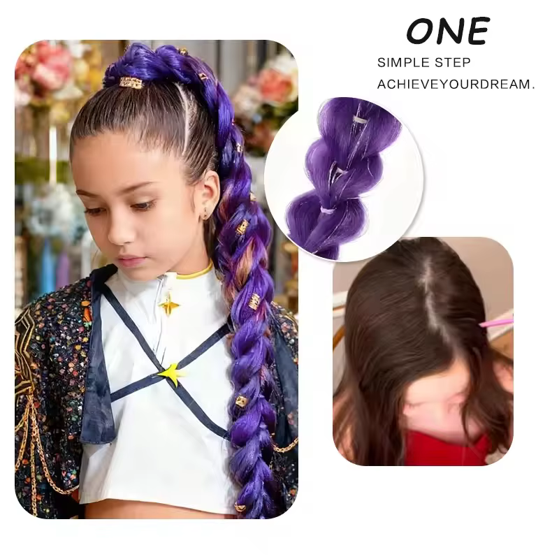 Perruque tressée violette synthétique extra longue de 32 po |   Métallique chatoyant |   Postiche de