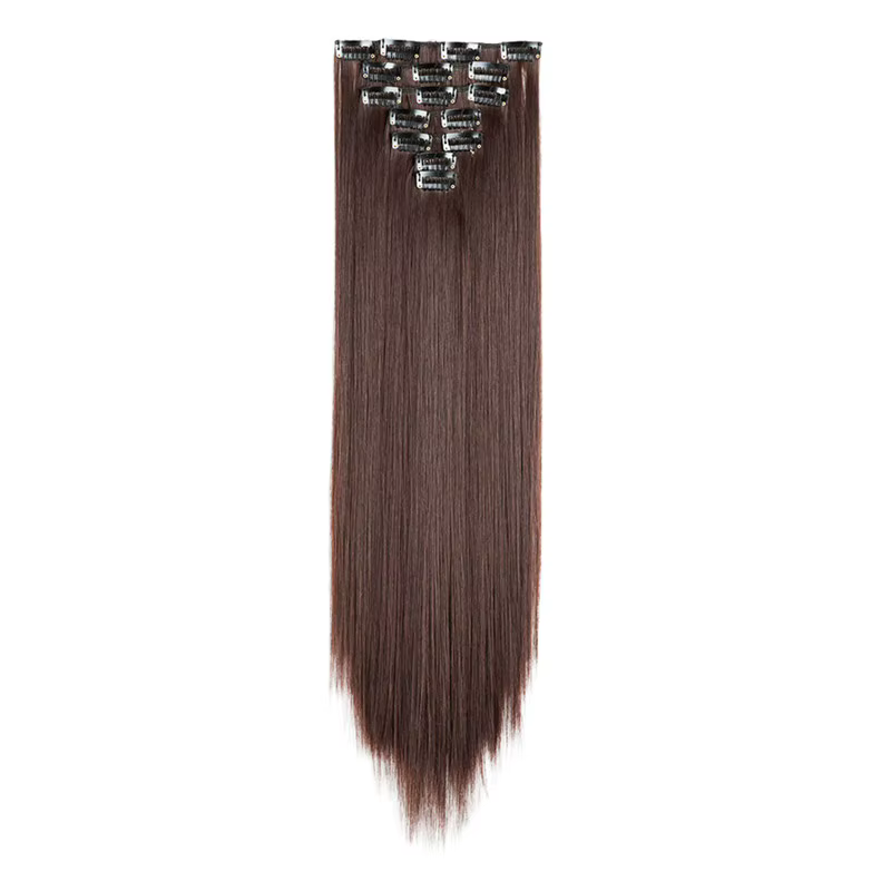 Extensions de cheveux synthétiques à clipser pour femmes et filles, postiches, style droit, 22 pouce