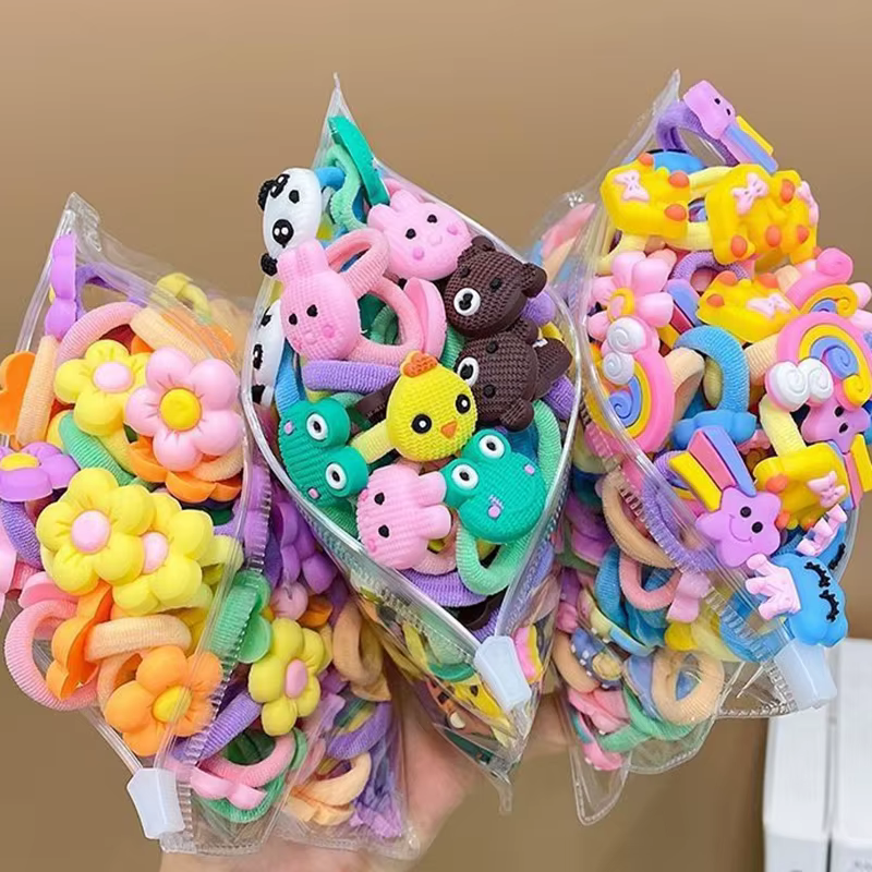 Bandes de cheveux élastiques en caoutchouc pour filles, 10/20 pièces/ensemble, dessin animé mignon, 