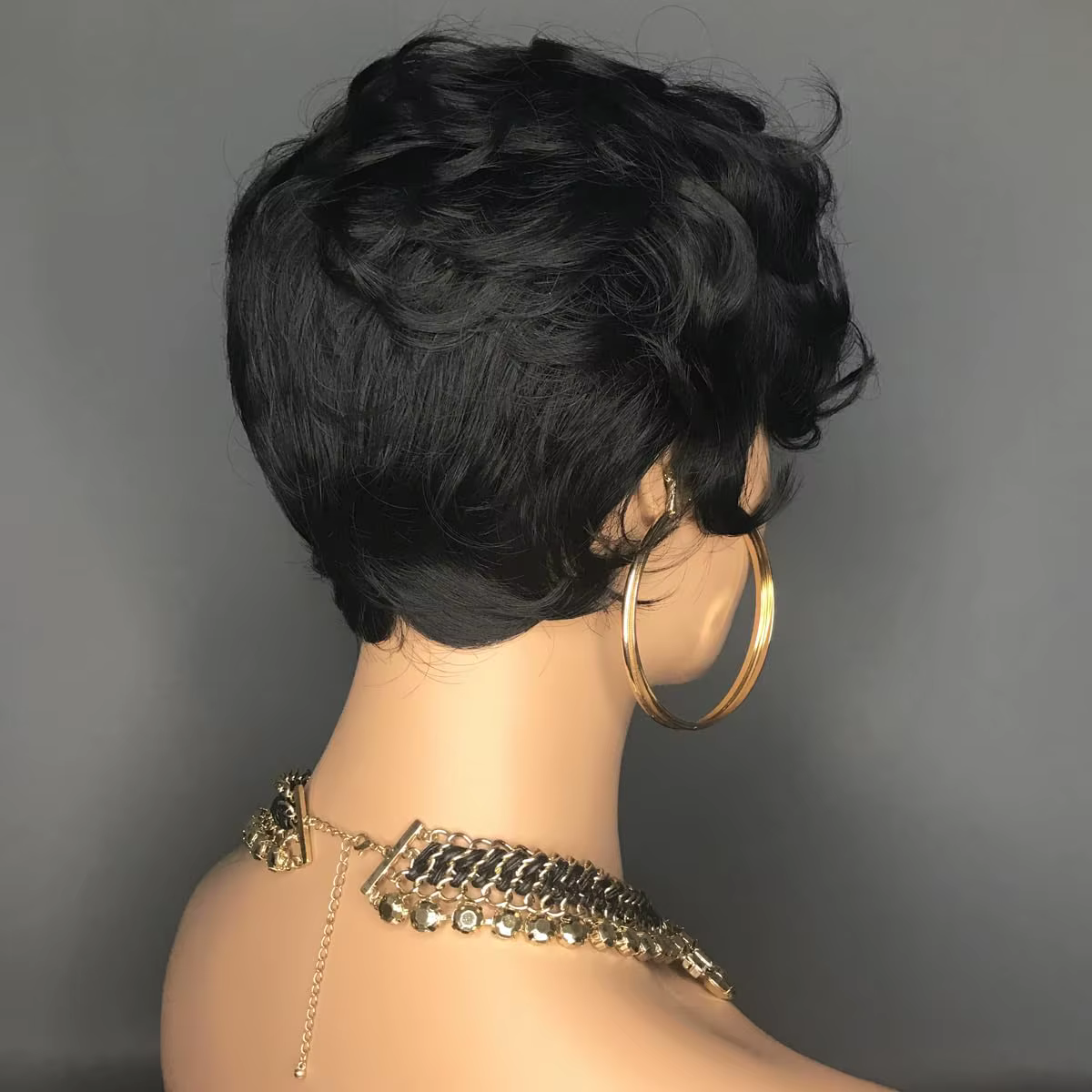 Perruques courtes de style pixie pour femmes noires, perruques courtes noires bouclées de style pixi