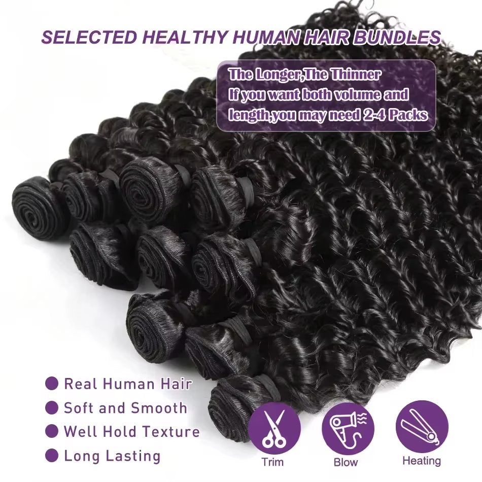 32 34 pouces vague profonde cheveux humains 1 3 4 paquets brésilien vierge Remy non transformés tiss