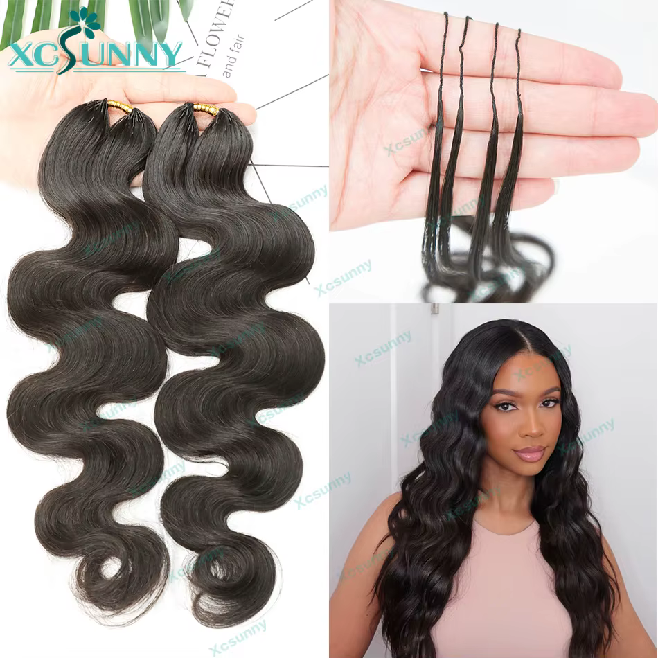 Extensions de cheveux humains au crochet effet plumes, ondulées, sans nœuds, pré-séparées, miracle n