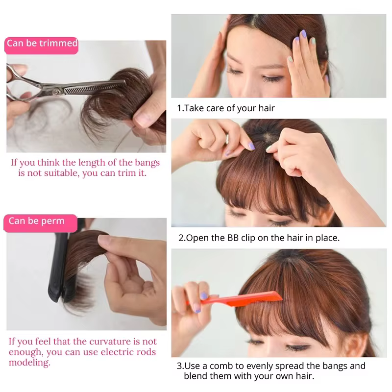 Frange à Air synthétique pince en frange frange extension de cheveux femmes pince dans l'extension d
