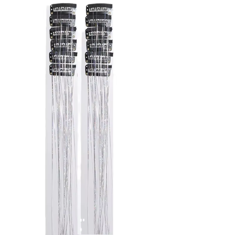 12 pièces cheveux synthétiques Tinsel 20 pouces pince en paillettes Tinsel pince à cheveux dans les