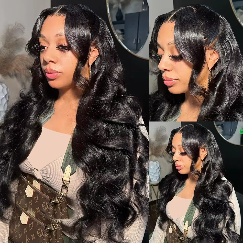 30 40 pouces vague de corps 13x6 Hd dentelle frontale perruque cheveux humains brésilien pré plumé d