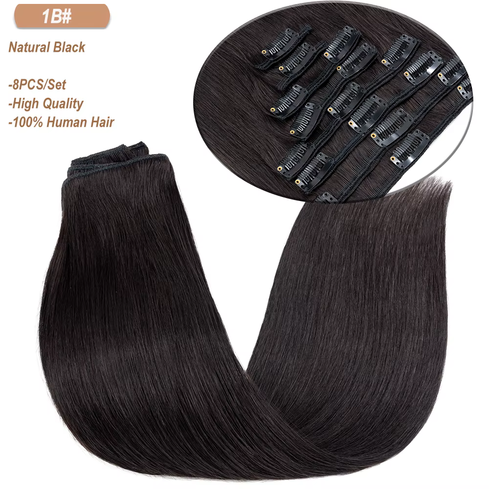 SEGO-Extensions de Cheveux Naturels Lisses à réinitialisation pour Femme, Postiche Complète, Bonne D