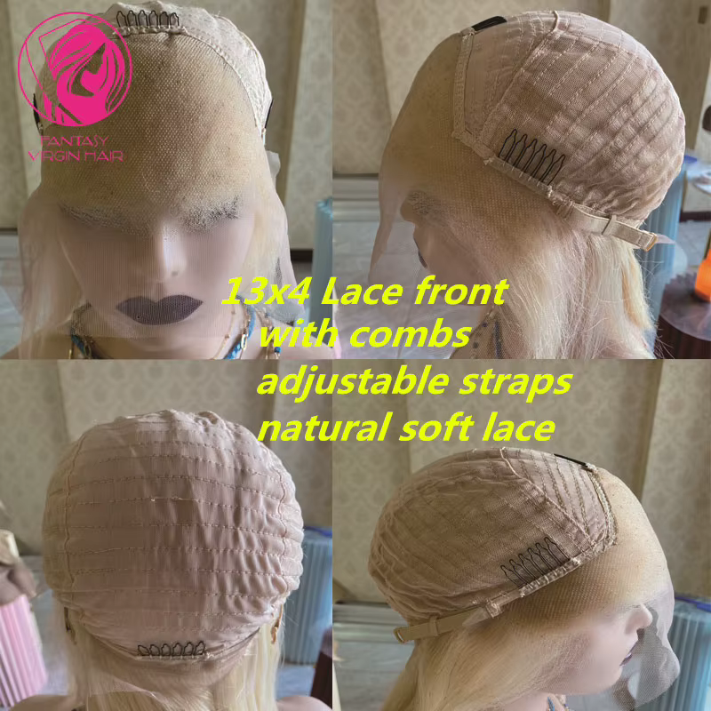100% réel perruque de cheveux humains brun miel blond met en évidence dentelle frontale perruques co