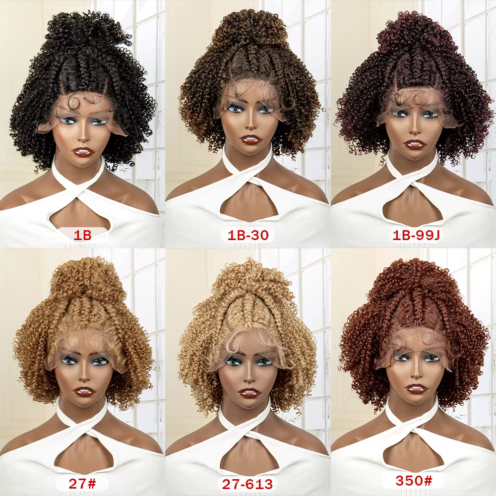 Perruques Synthétiques Courtes Blondes Tressées avec Cheveux de Bébé, Cheveux caution Bouclés, Bob a