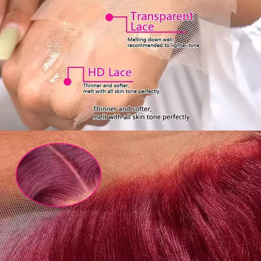 Perruque de cheveux humains lisses bordeaux 13x4 HD Lace Frontal, perruques de cheveux humains Lace 