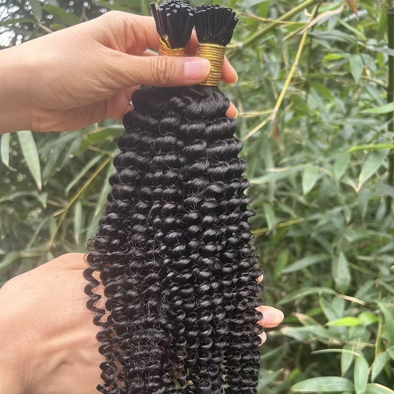 Extensions de cheveux bouclés crépus I-Tip 16-26 pouces, en cheveux humains, à fusion de kératine, p