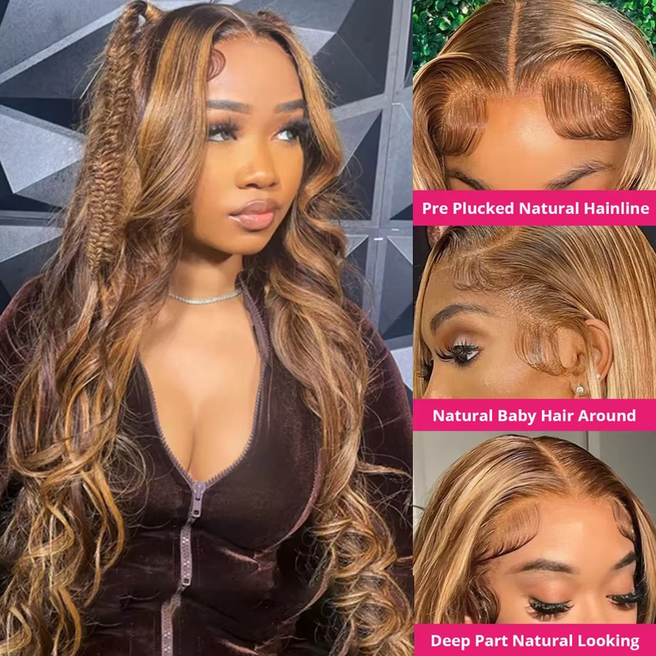 Perruque Lace Frontal Wig 100% naturelle, cheveux humains, 13x6 Hd, blond miel, Body Wave, 4x4, 5x5,