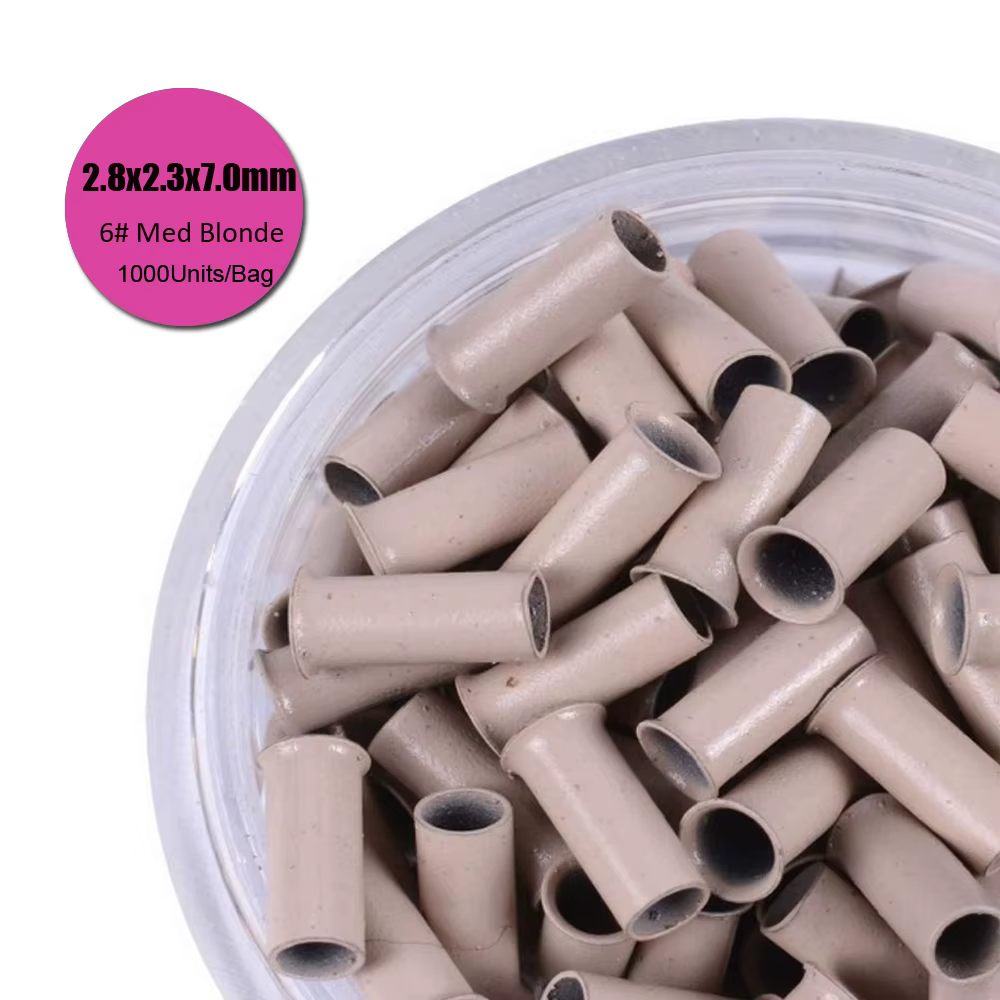 Micro anneau 2.8x2.3x7.0 évasé cuivre Micro perles Extensions de cheveux Micro anneau cuivre perle c