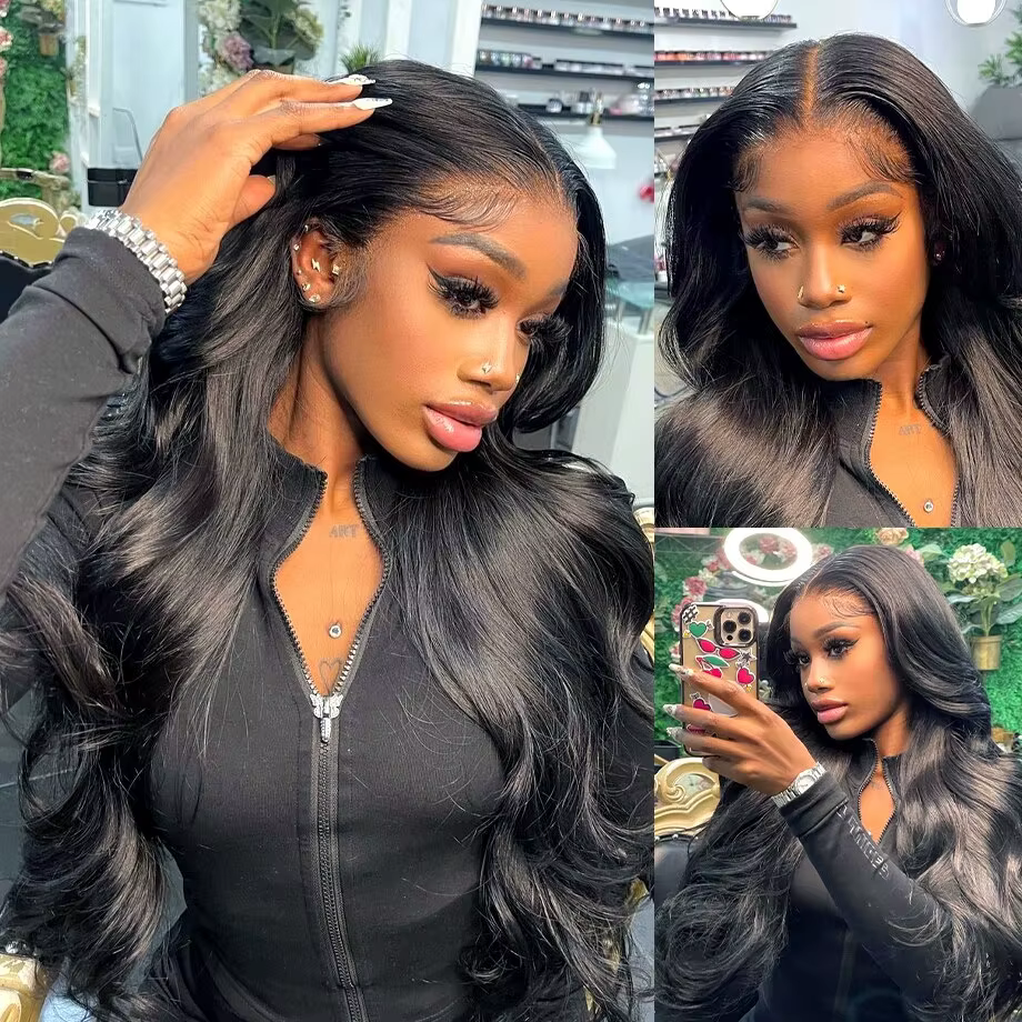 Perruque Lace Front Wig Body Wave Brésilienne Naturelle Sans Colle, Cheveux Humains, 13x4, 13x6, 34