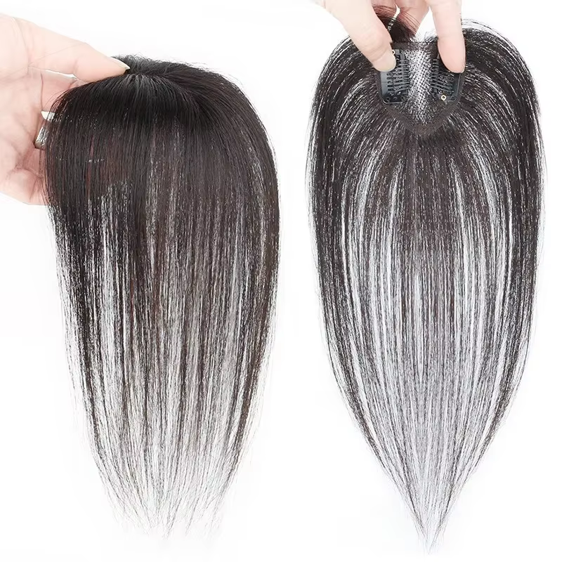 Cheveux humains petit coeur de pêche Invisible respirant pièce de cheveux droite Topper augmenter le