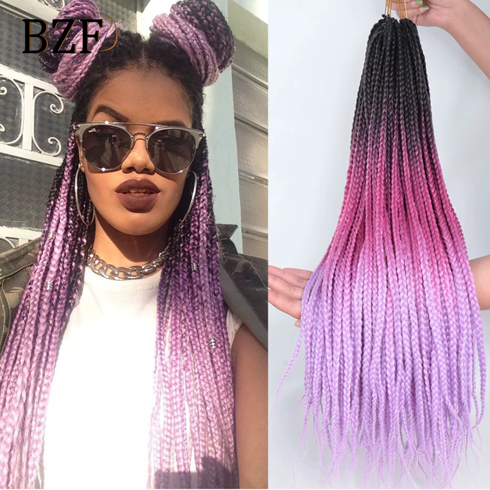 Extensions de Tresses Synthétiques Grises au Crochet pour Femme, Tresses de Déesse Bleues Pré-Bouclé