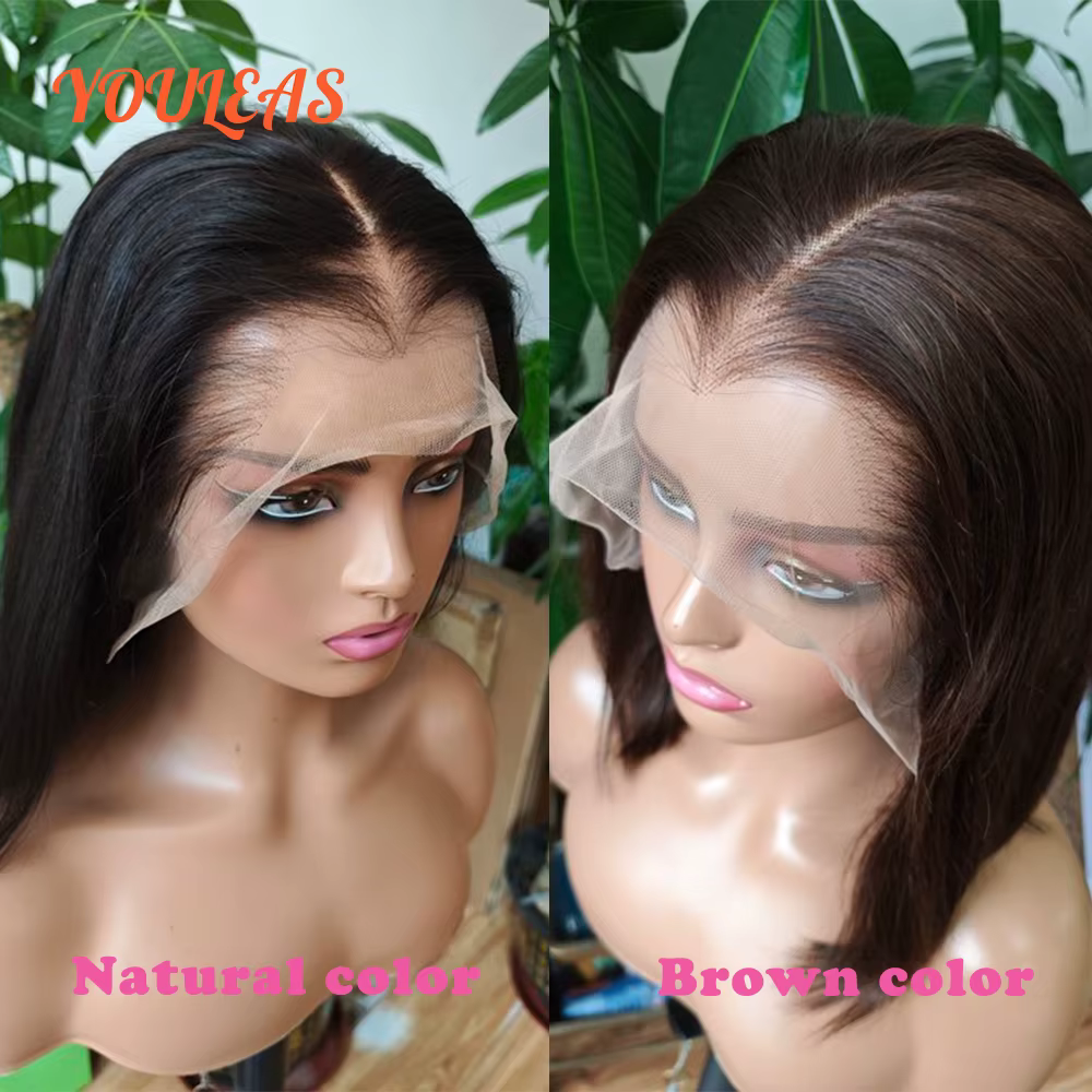 Lagos – perruque Bob Lace Frontal Wig naturelle, cheveux lisses, courts, blond foncé, 13x4 HD, sans